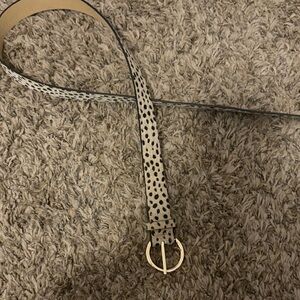 SHEIN Black and Cream Polka Dot Belt with Gold Buckle